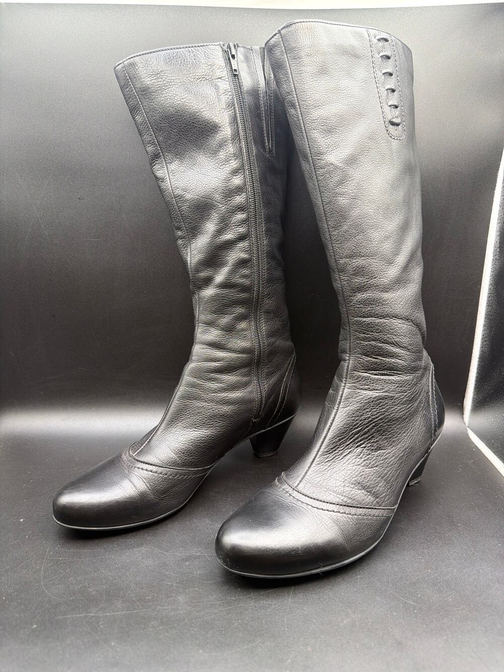 La Canadienne 22825 Black Leather Knee High Boots Womens 10M Made in Canada